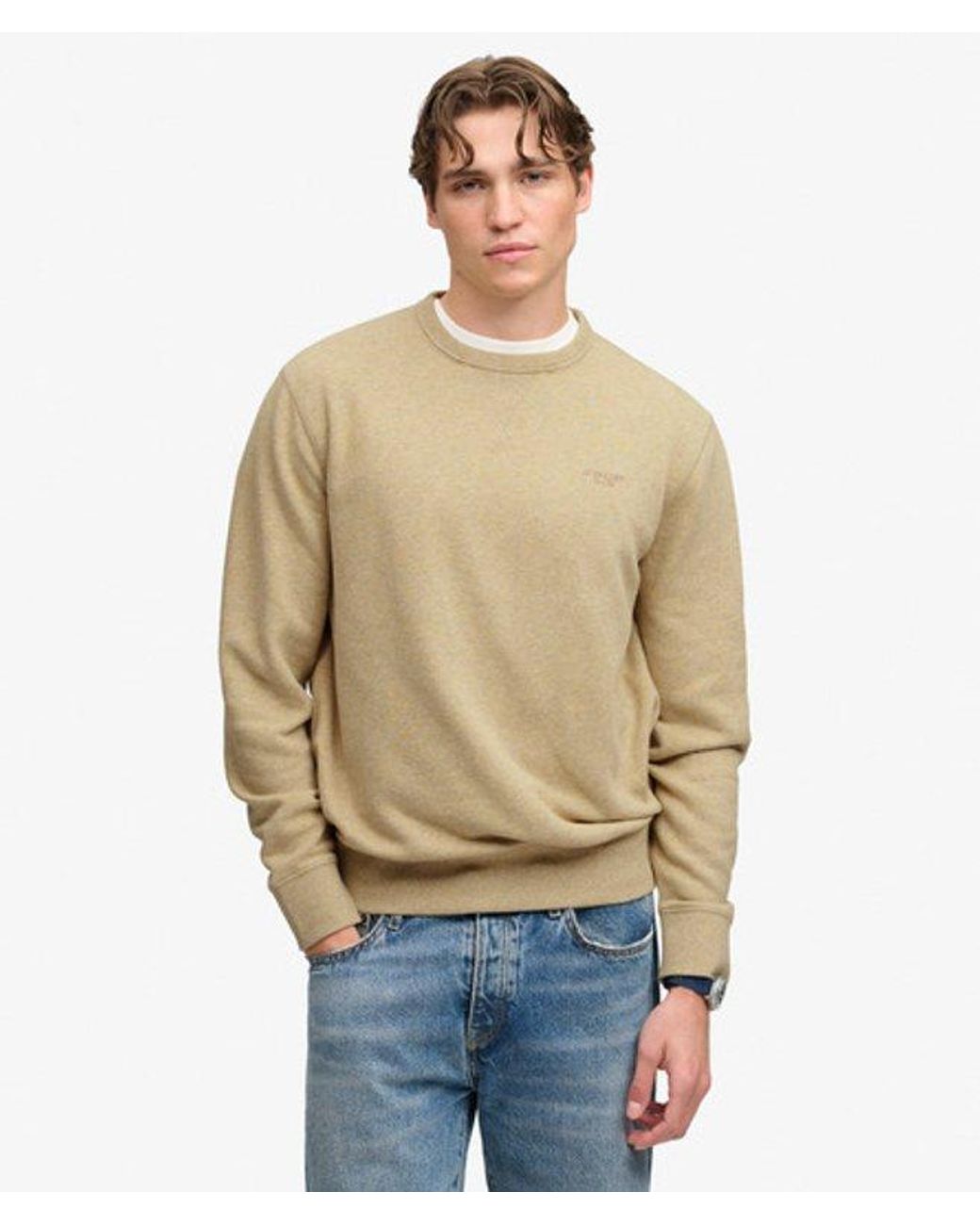 Superdry & Co Essential Stacked Logo Sweatshirt in het Natural voor heren