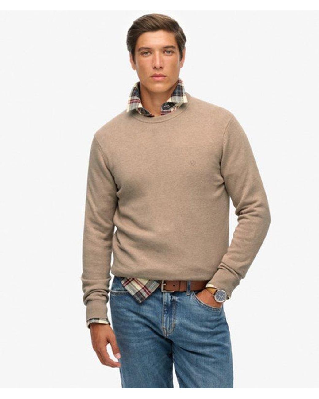 Superdry Blue Essentials Cotton Jumper for men