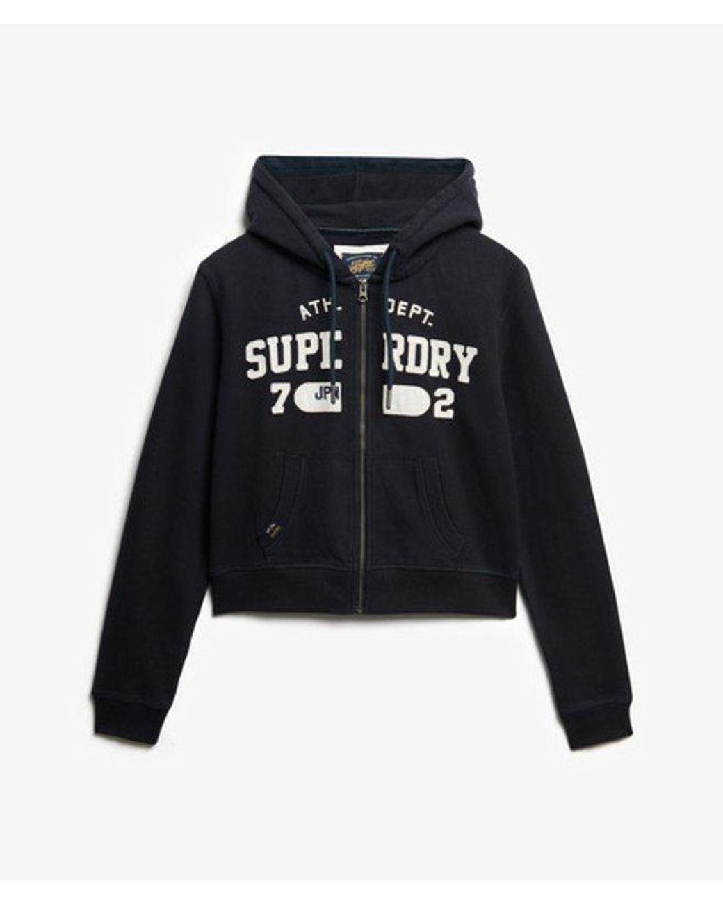 Superdry Black Athletic Essentials Relaxed Cropped Zip Hoodie