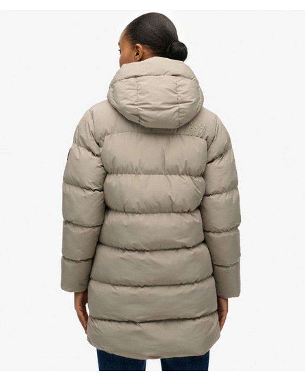 Superdry Gray & Co Hooded Sports Puffer Mid Length Jacket