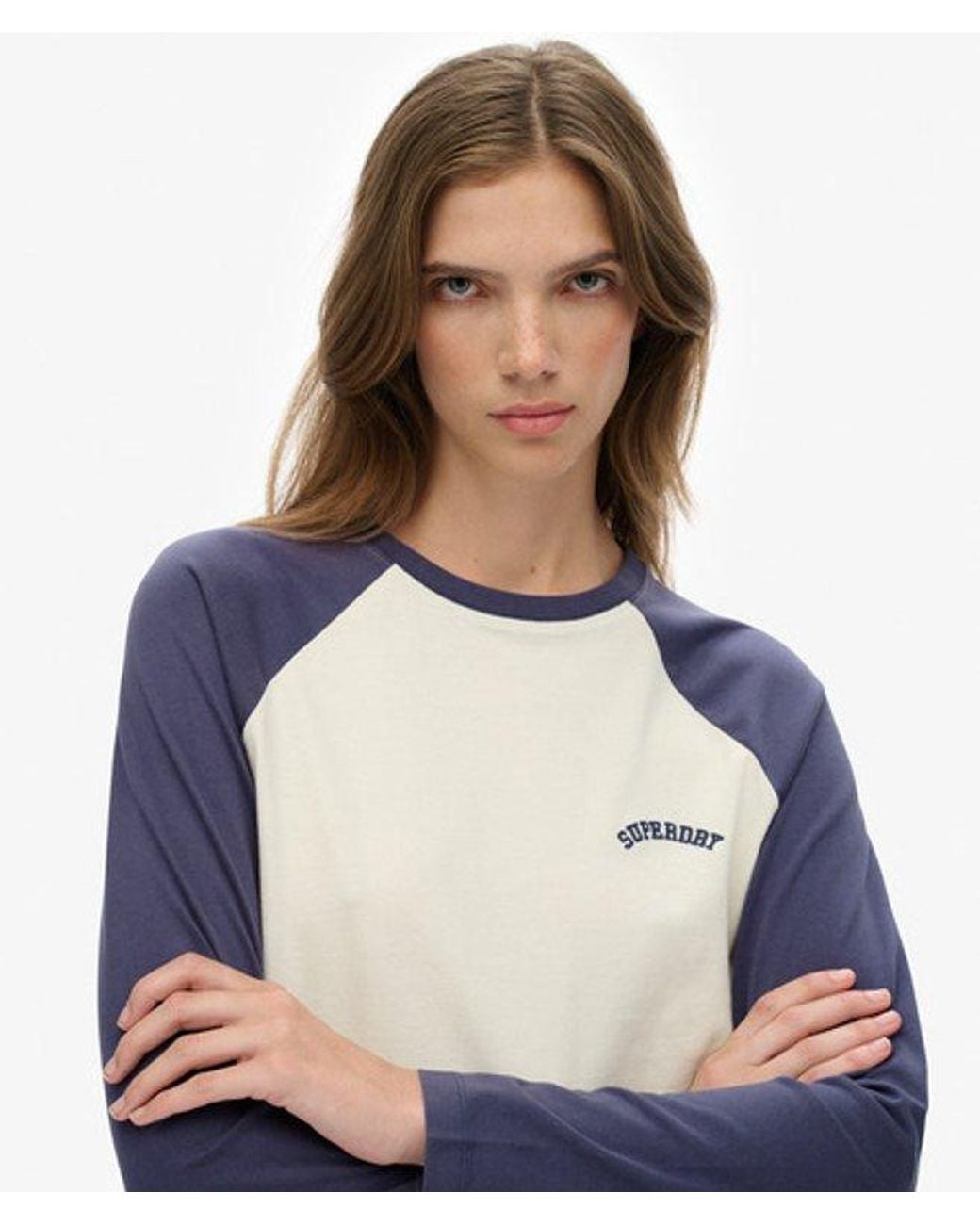 Superdry Blue & Co Essential Logo Long Sleeve Baseball Top