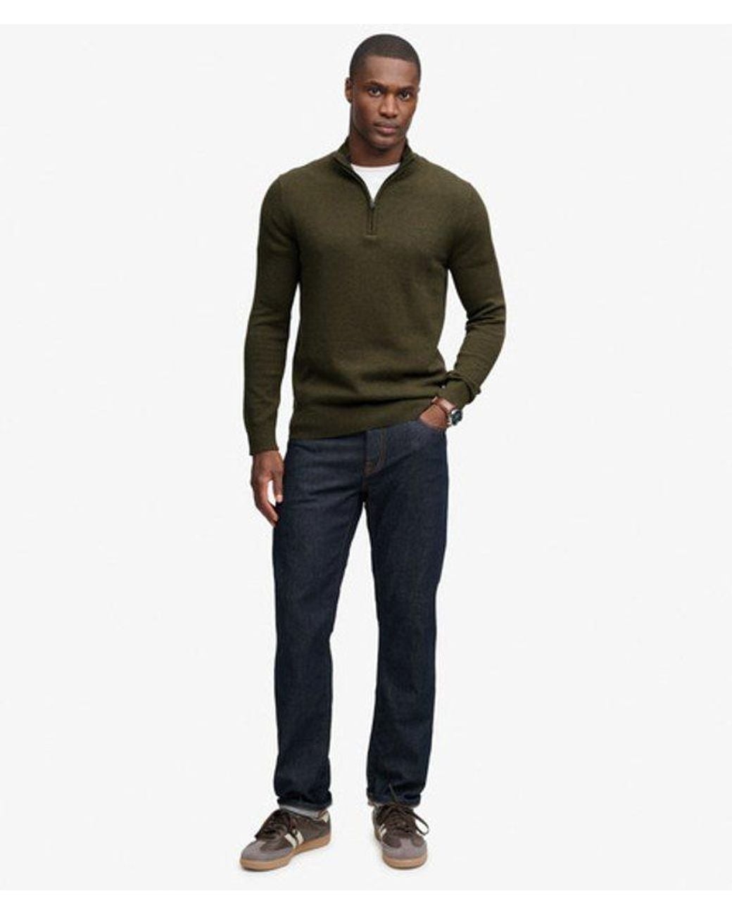 Superdry Green & Co Prep Essential Cotton Half Zip Jumper for men