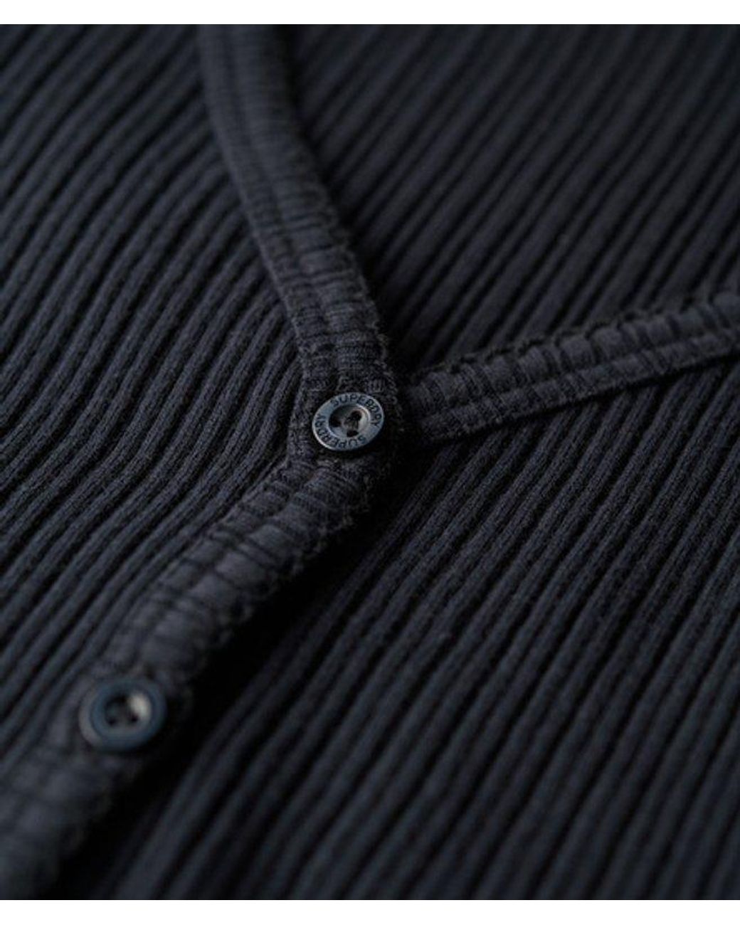 Superdry Black & Co Essential Button Through Long Sleeve Top