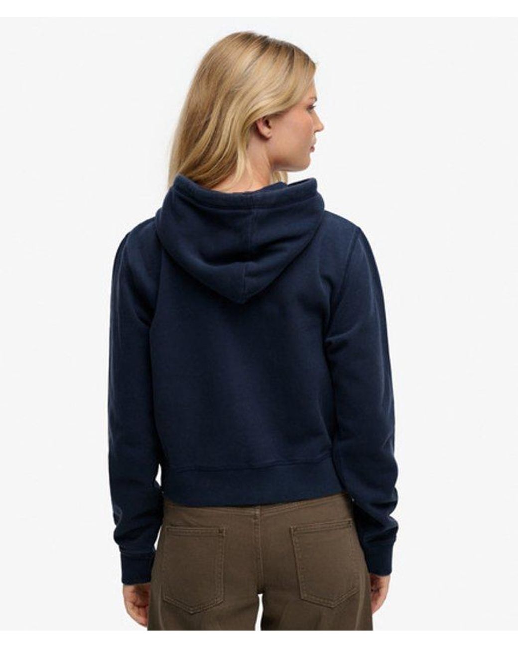 Superdry Blue & Co Athletic Essentials Cropped Zip Hoodie
