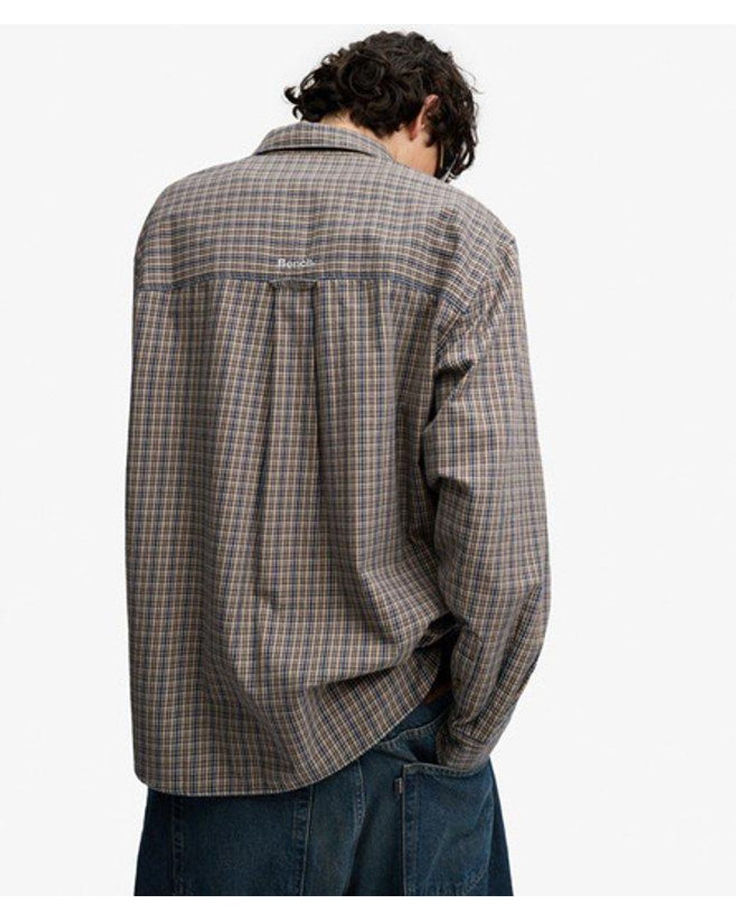 Superdry Gray Bench X & Co Bench Skater Check Long Sleeve Shirt for men