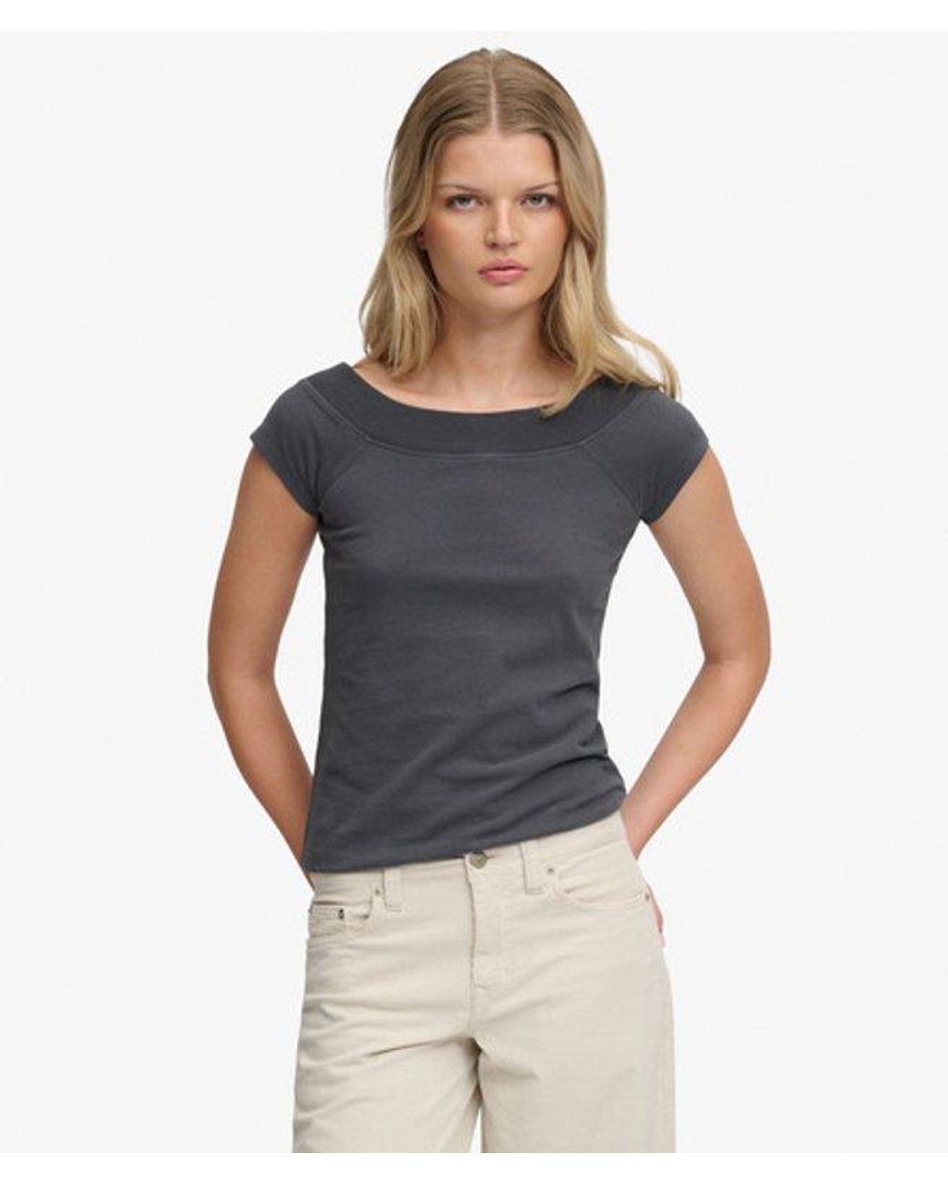 Superdry Blue & Co Athletic Essentials Off Shoulder Top