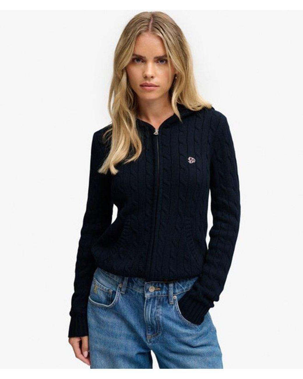 Superdry Blue & Co Cotton Cable Zip Up Hoodie