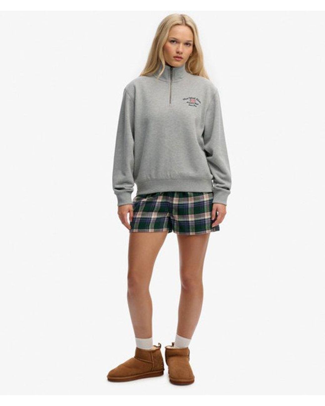 Superdry Gray & Co Athletic Essentials Graphic Half Zip Sweatshirt