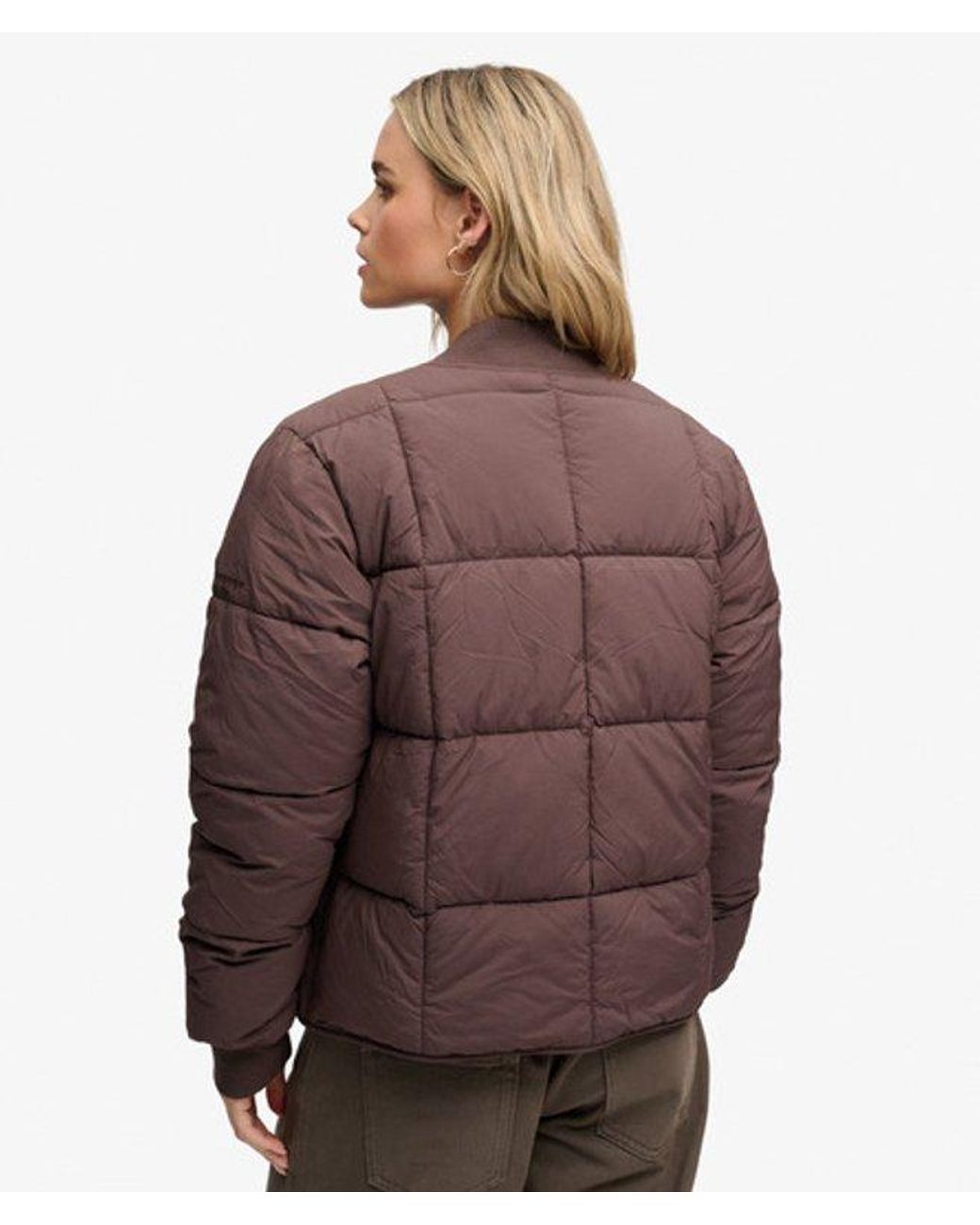 Superdry Brown & Co Large Box Quilt Liner Jacket