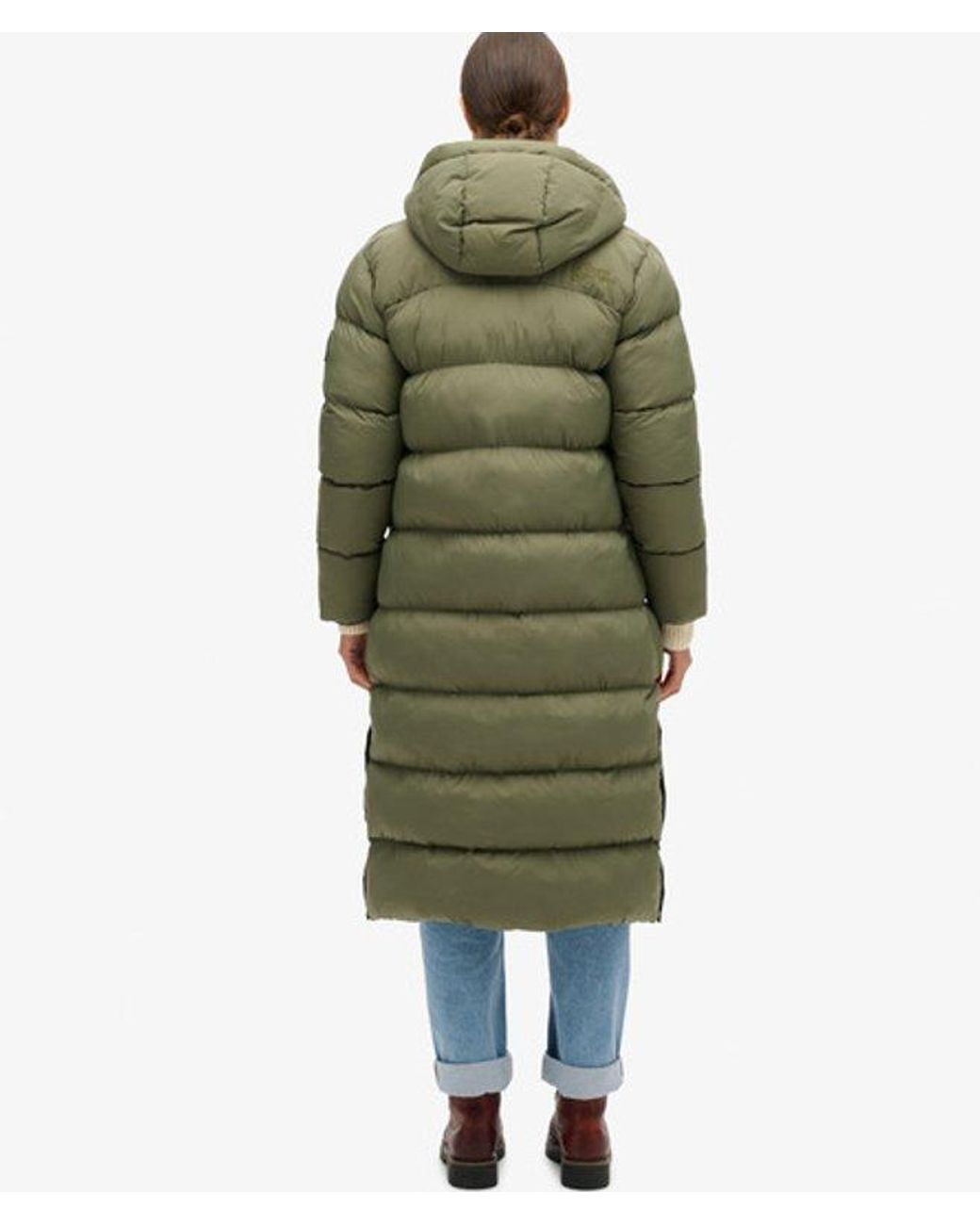 Superdry Green Rip-Stop Longline Puffer Coat