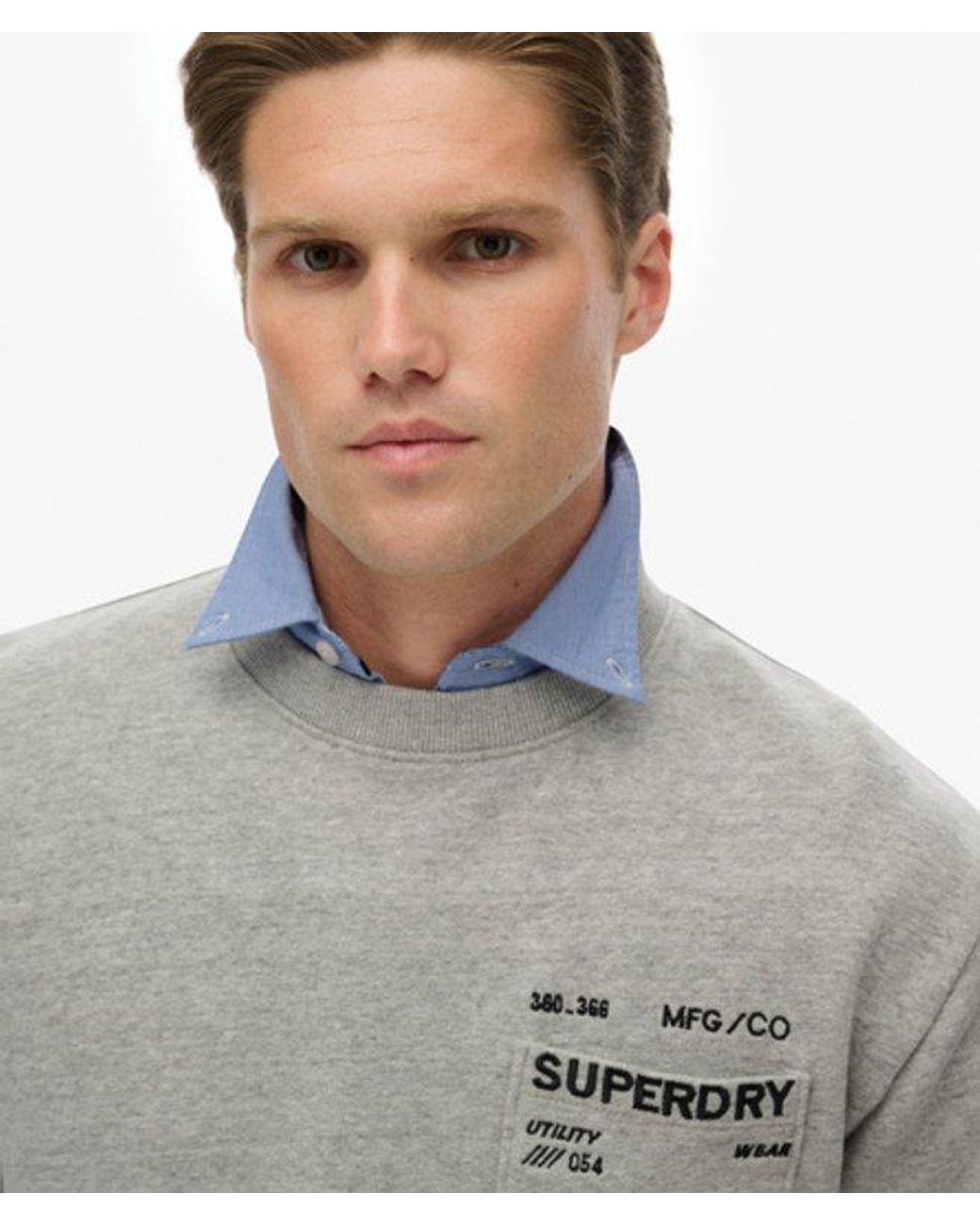 Superdry Gray Utility Loose Sweatshirt for men