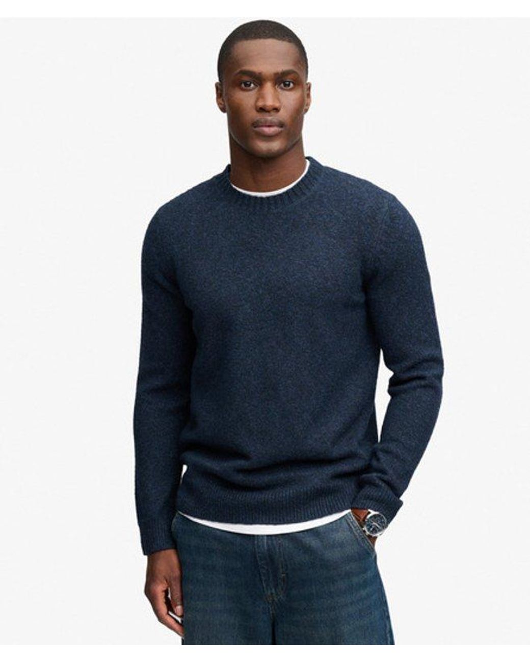 Superdry Blue & Co Brushed Cable Sleeve Jumper for men
