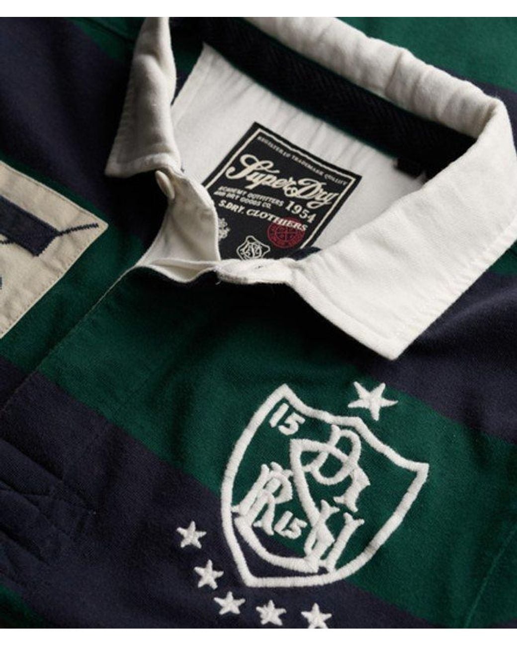 Superdry Blue & Co Monogram Stripe Rugby Shirt for men