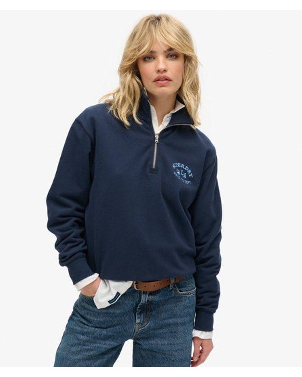 Superdry Blue Athletic Essentials Half Zip Sweatshirt
