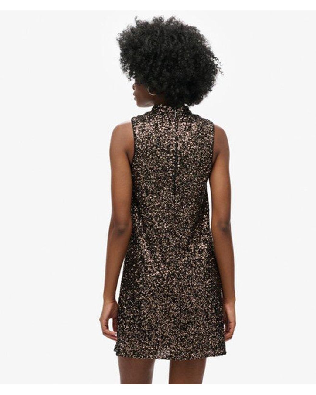 Superdry Brown & Co Sleeveless Sequin A Line Mini Dress