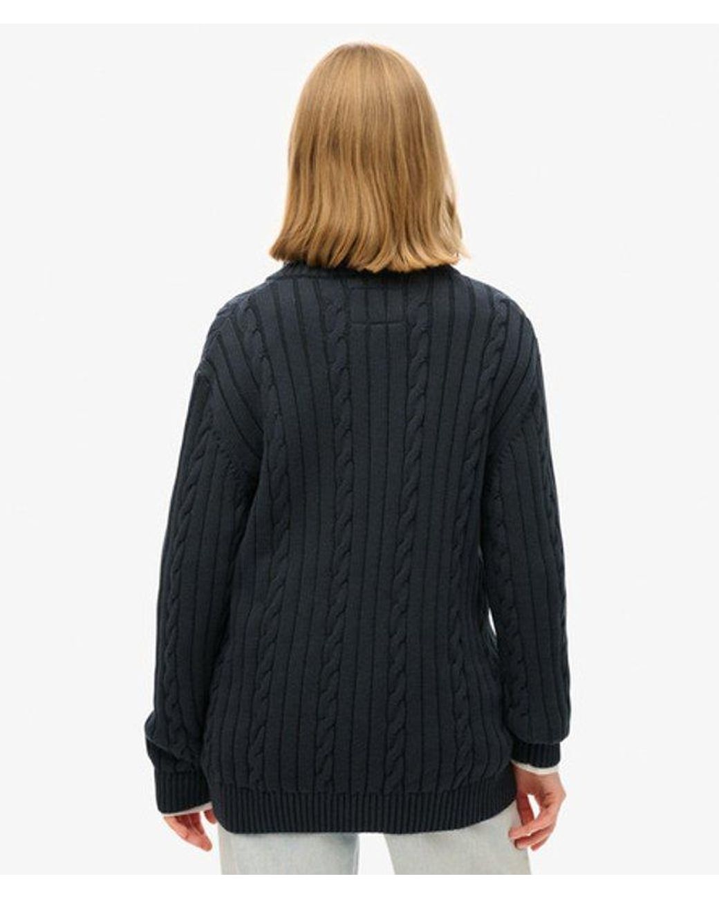 Superdry Blue & Co Knitted Rugby Henley Jumper