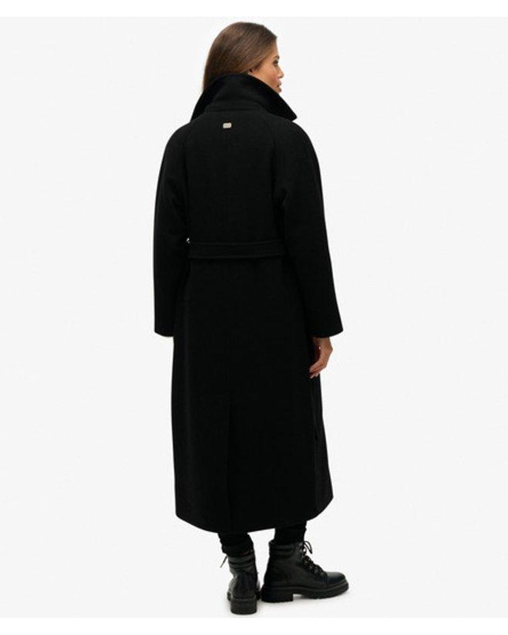 Superdry Black & Co Relaxed Long Wool Blend Coat