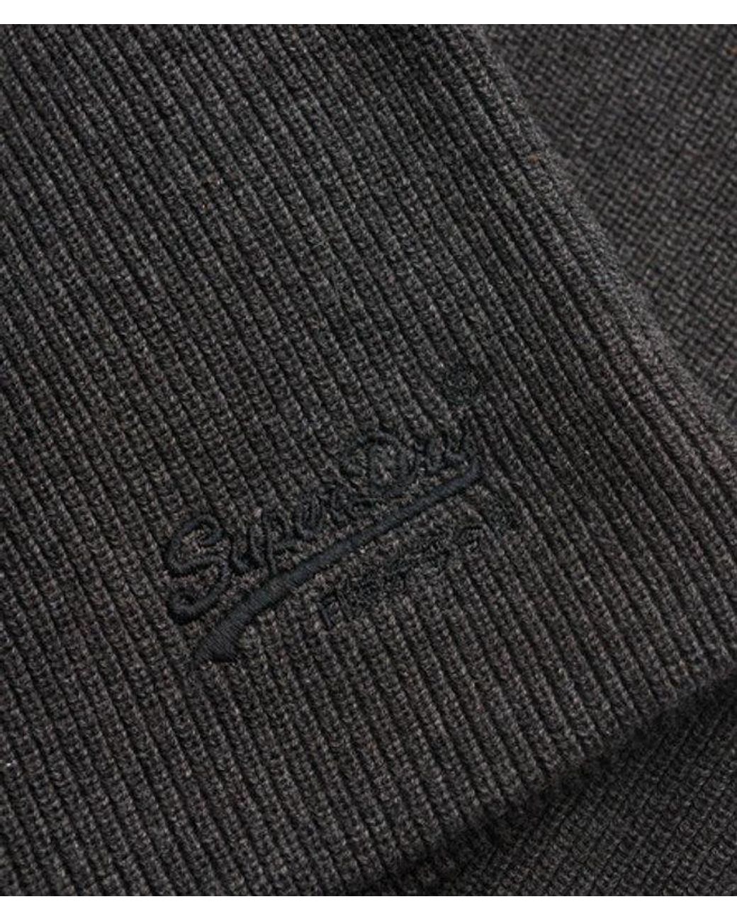 Superdry Black & Co Essential Logo Knitted Beanie Hat for men