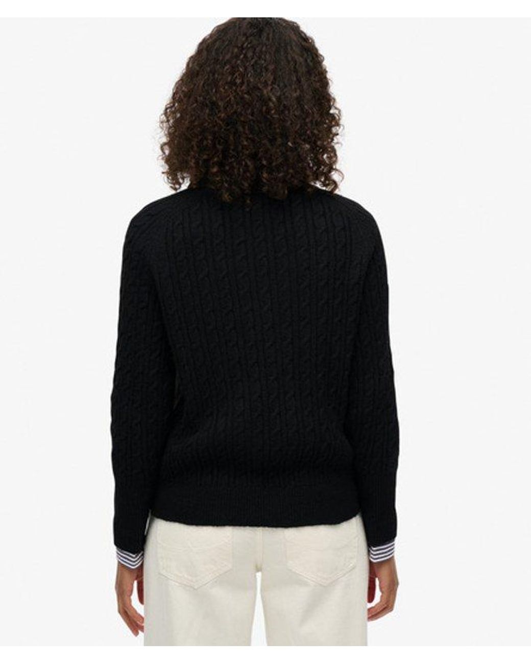 Superdry Black & Co Brushed Cable Knit Henley Jumper