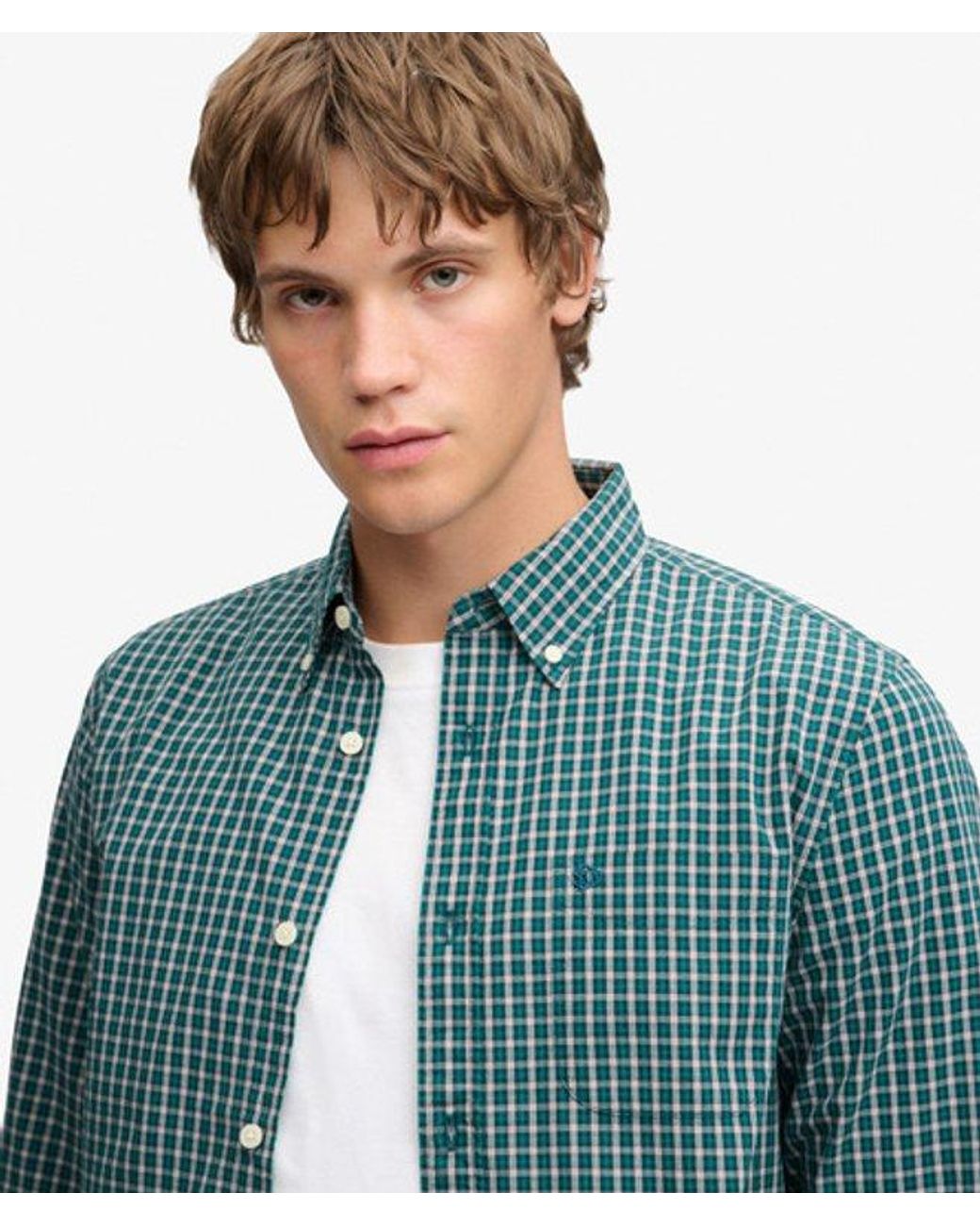 Superdry Blue & Co Preppy Poplin Long Sleeve Shirt for men