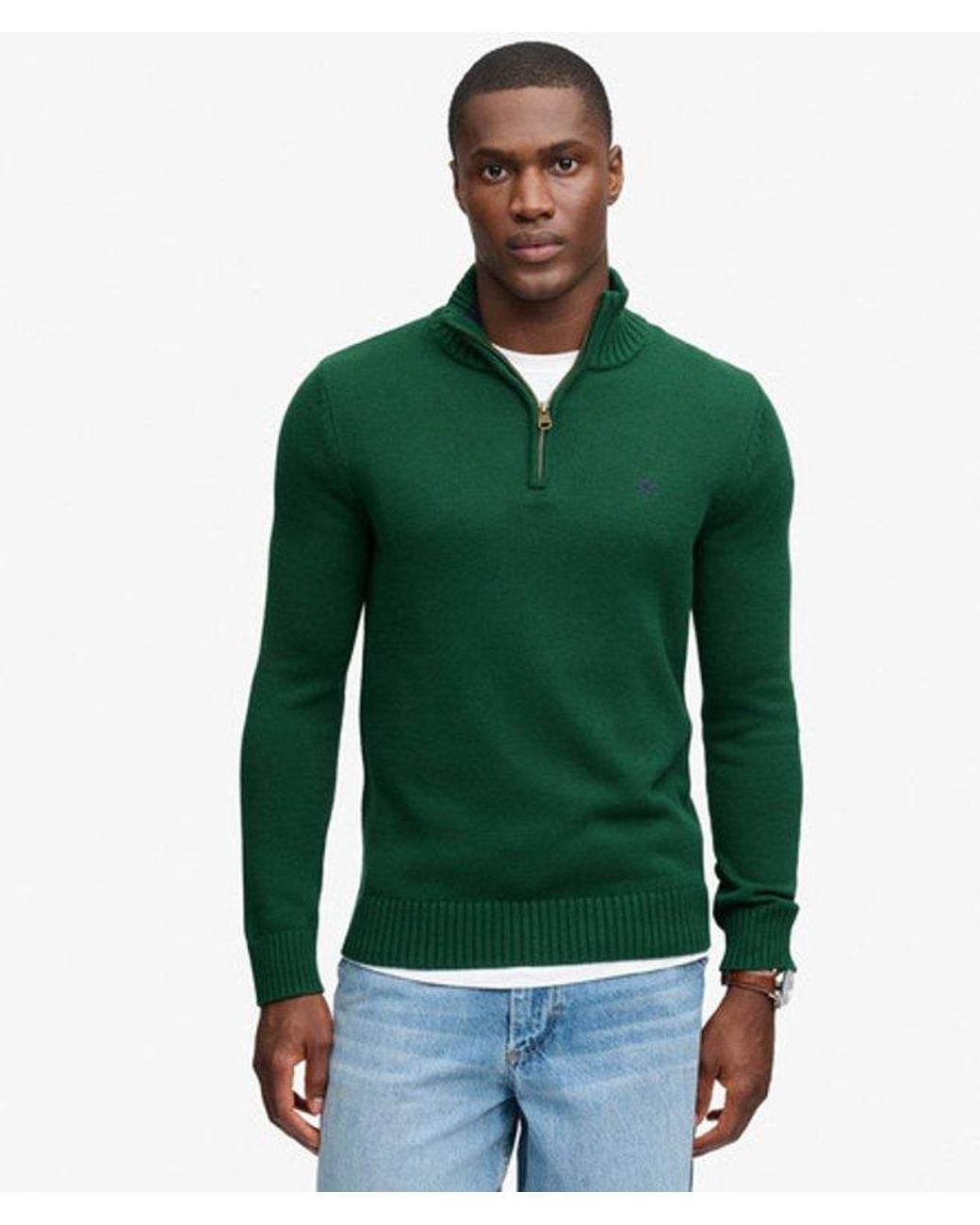 Superdry Green & Co Cotton Half Zip Knit Jumper for men