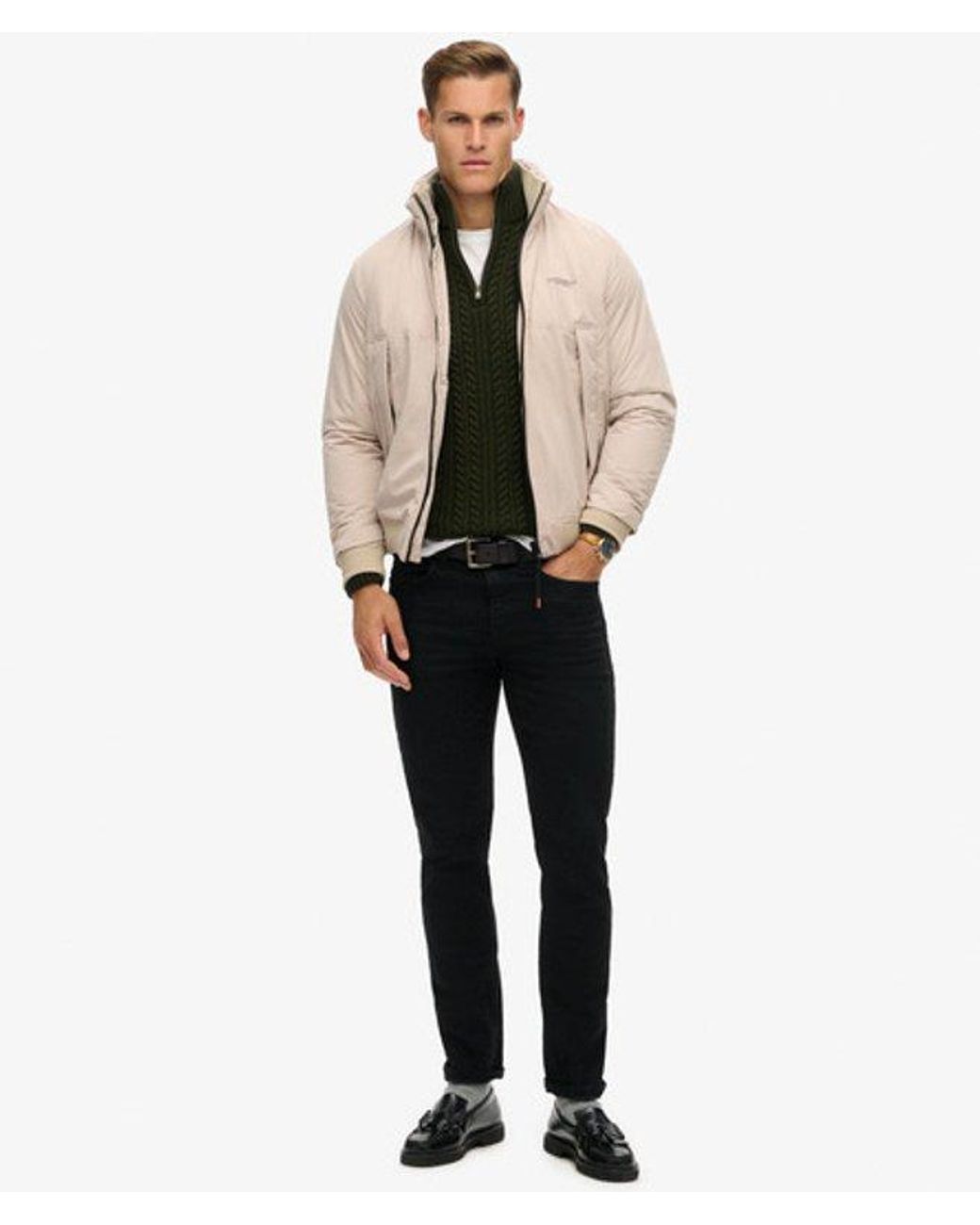 Superdry Natural Classic Embroidered Sports Harrington Jacket for men
