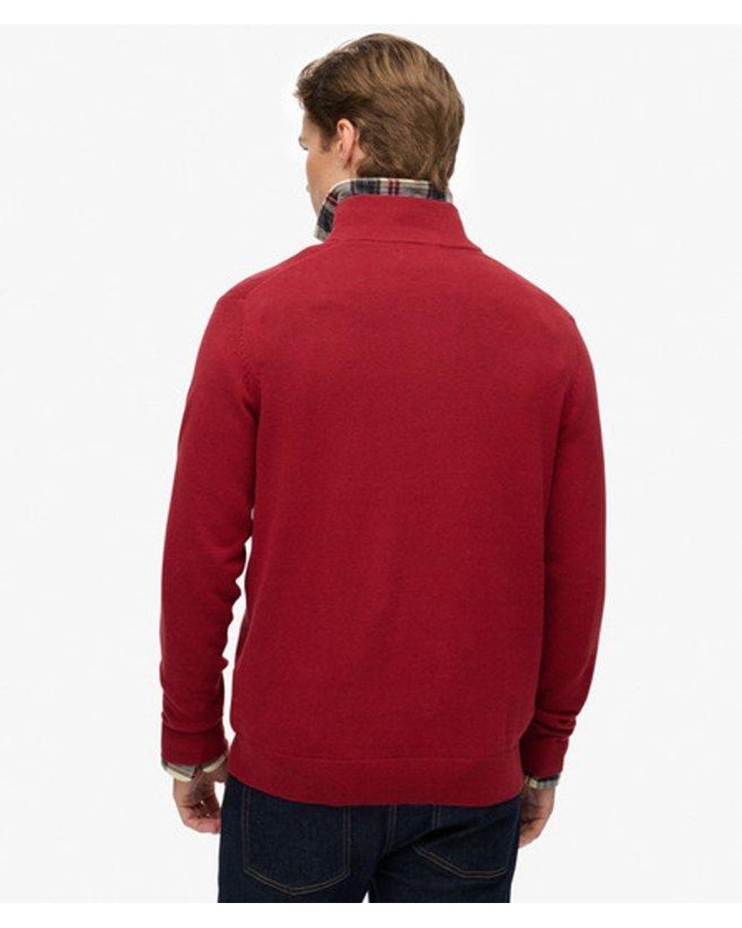 Superdry Red & Co Essentials Cotton Half Zip Jumper for men
