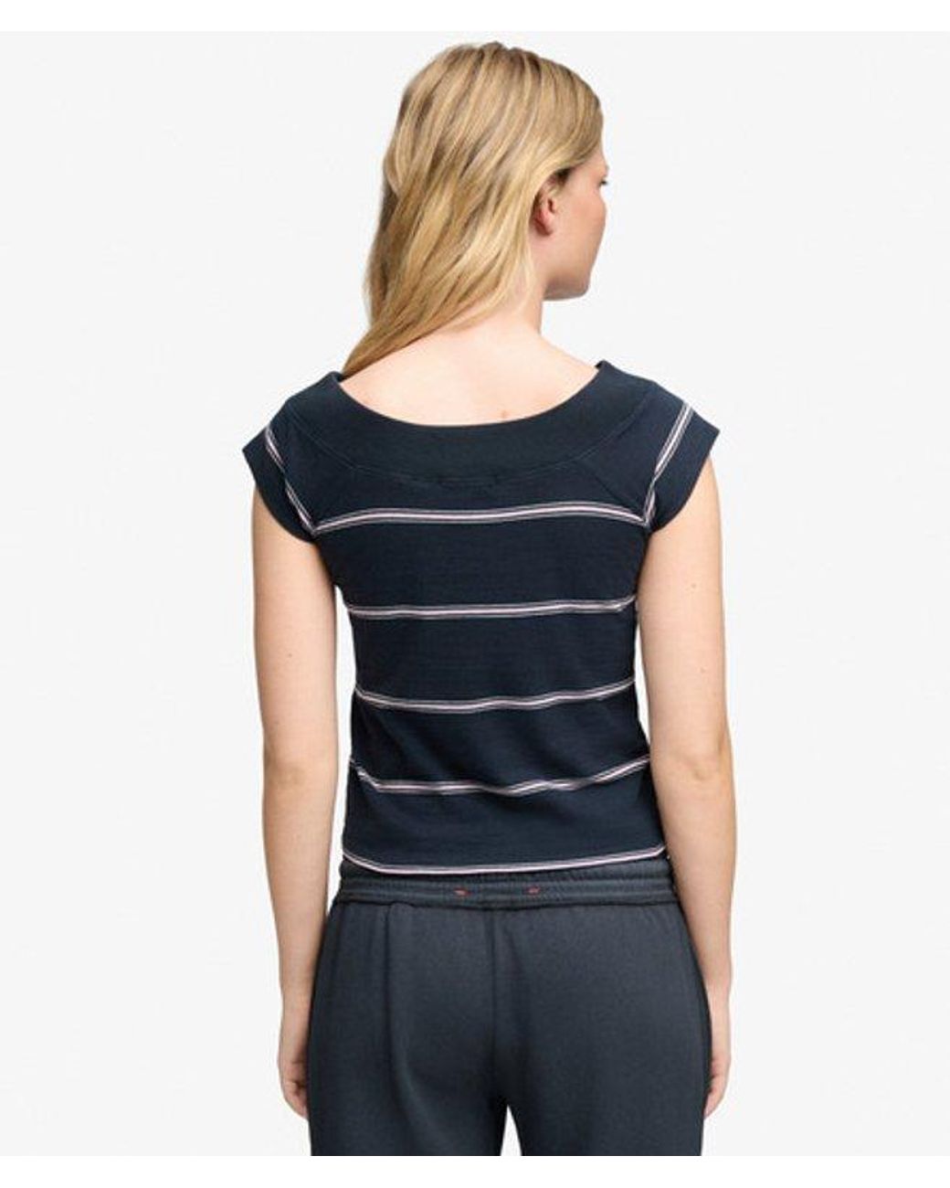 Superdry Black & Co Athletic Off Shoulder Pattern Top