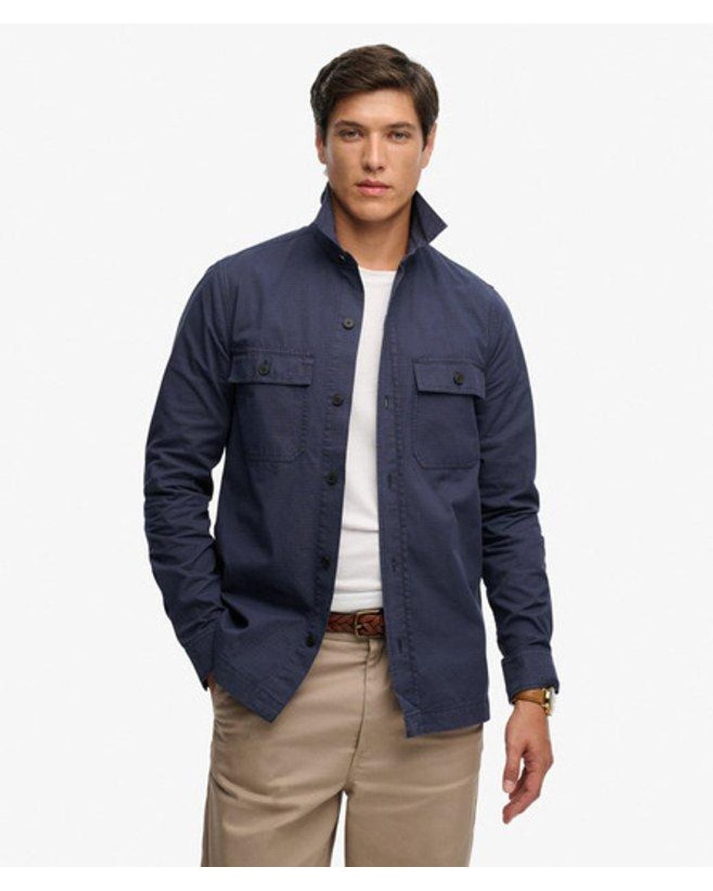 Superdry Military Overhemd Met Lange Mouwen in het Blue voor heren