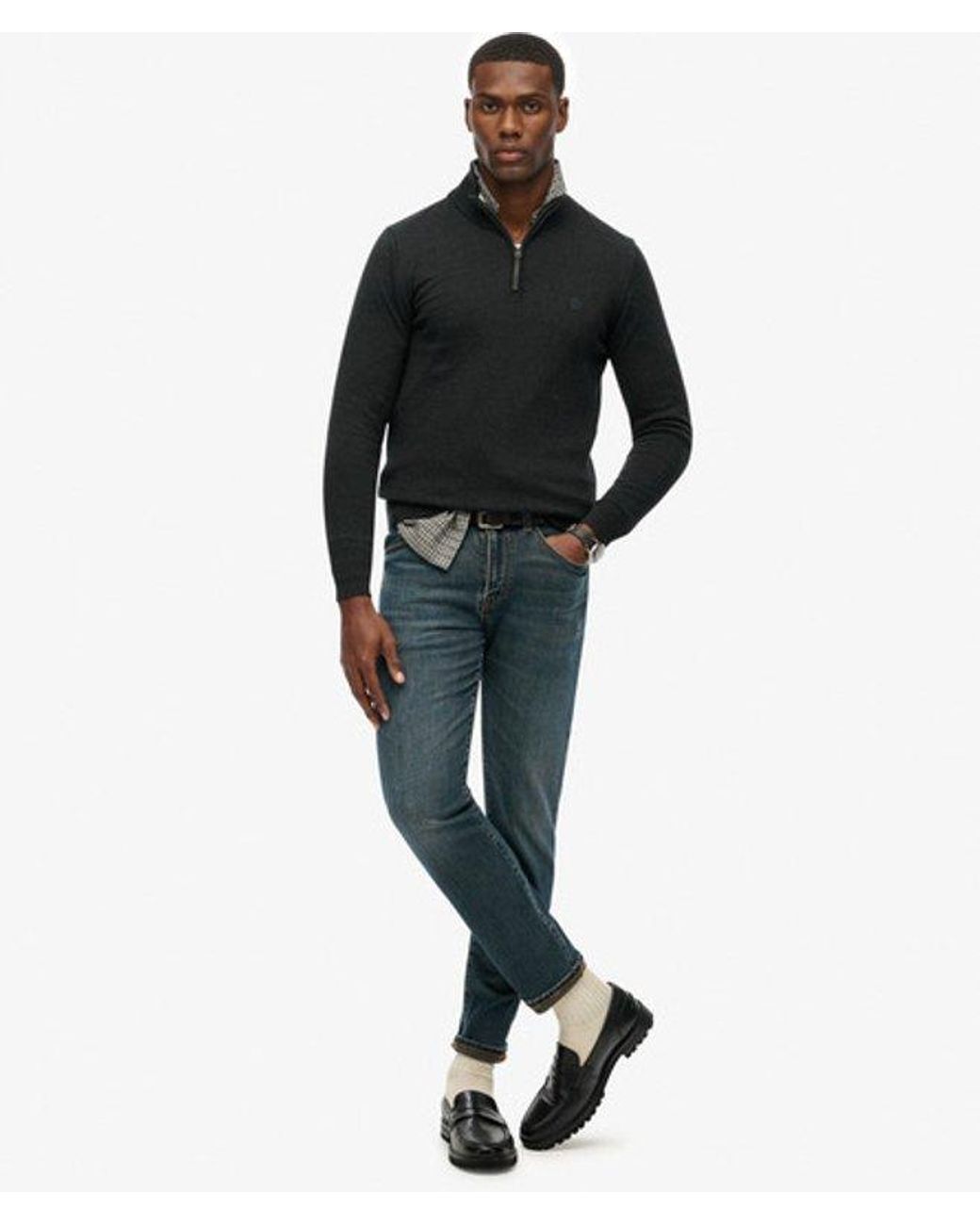 Superdry Black & Co Essentials Cotton Half Zip Jumper for men