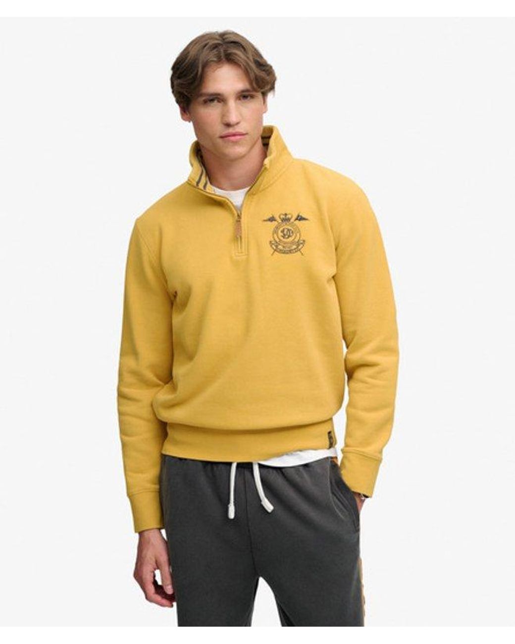 Superdry Yellow & Co Gothic Varsity Half Zip Sweatshirt for men