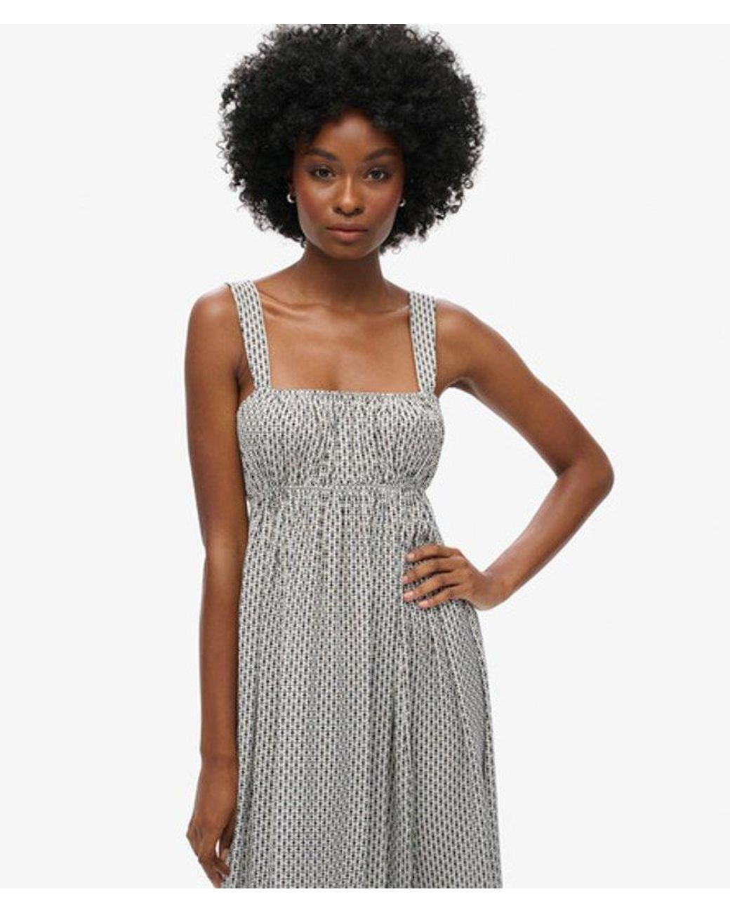 Superdry White & Co Geo Printed Tie Back Maxi Dress