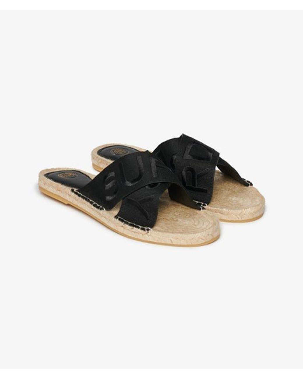 Superdry Black & Co Espadrille Cross Strap Sliders