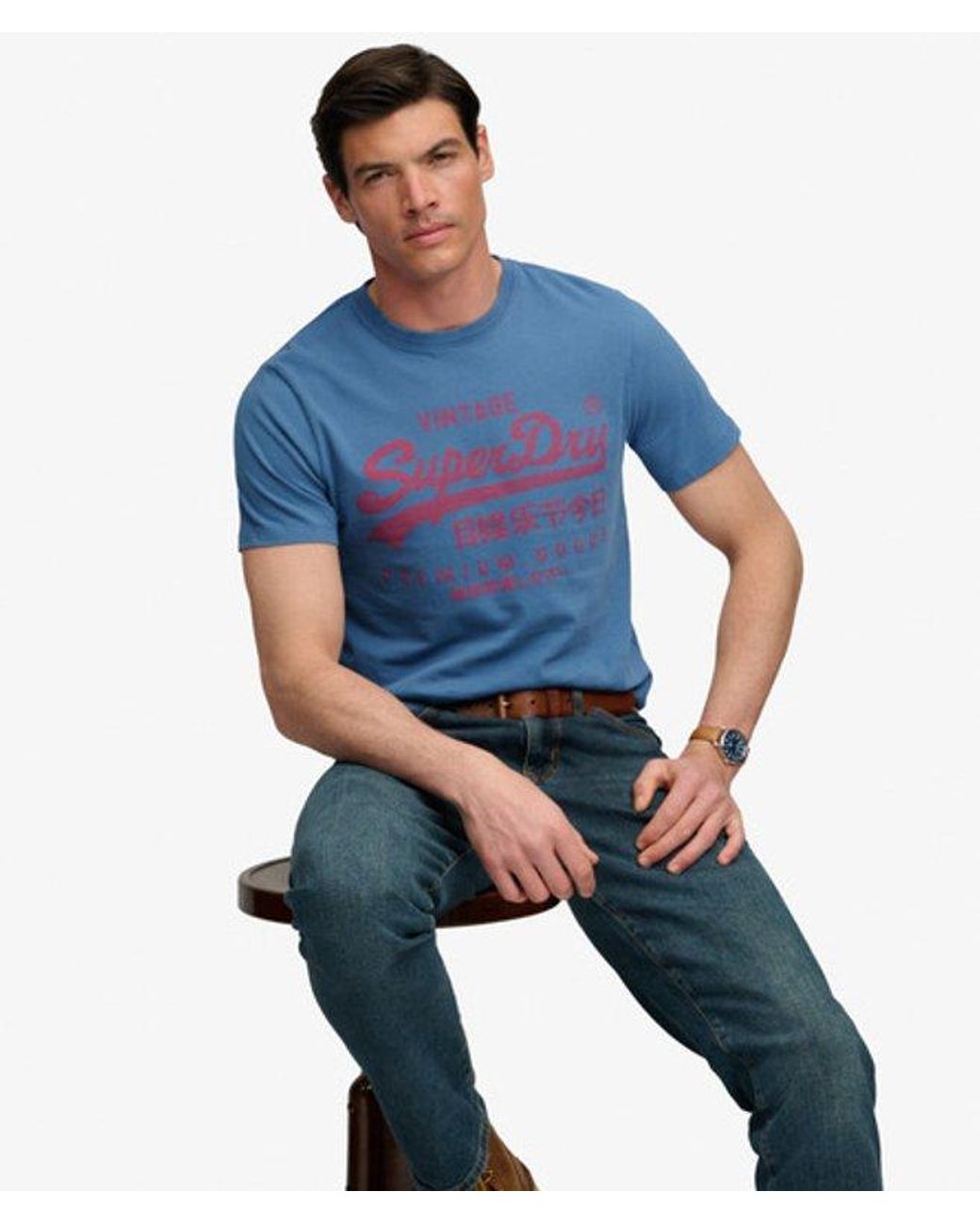 Superdry Blue & Co Vintage Logo Classic T-shirt for men