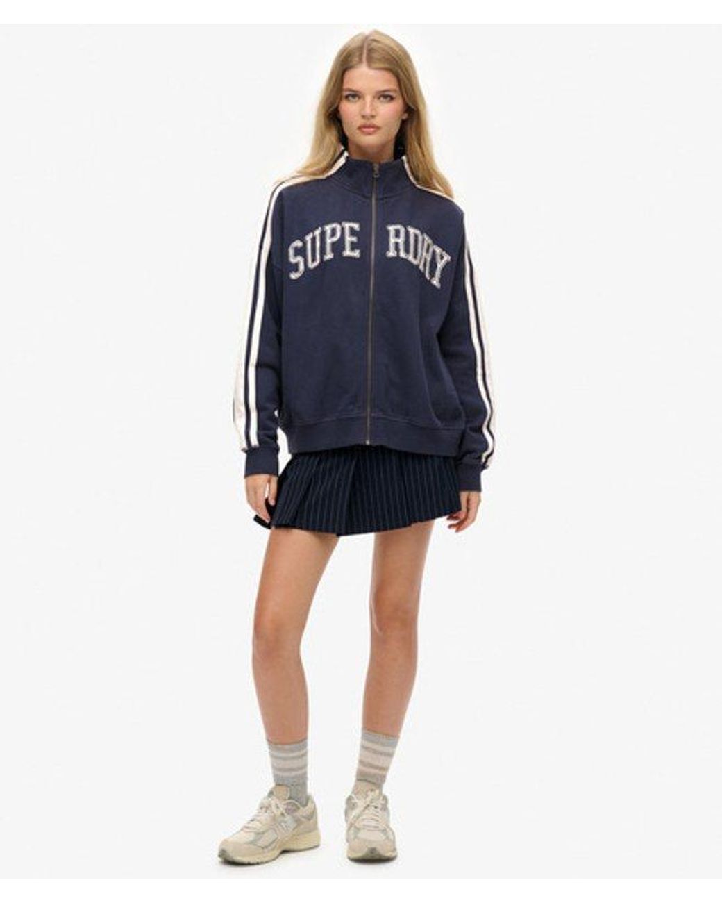 Superdry & Co Athletic Essentials Applique Losse Zip Track Top in het Blue