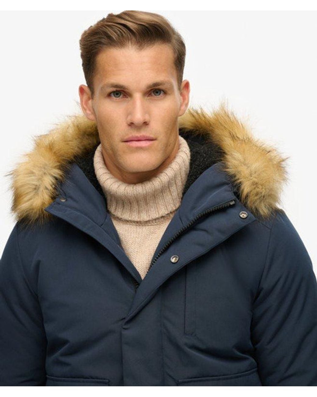 Superdry Blue & Co Everest Hooded Puffer Bomber Jacket for men