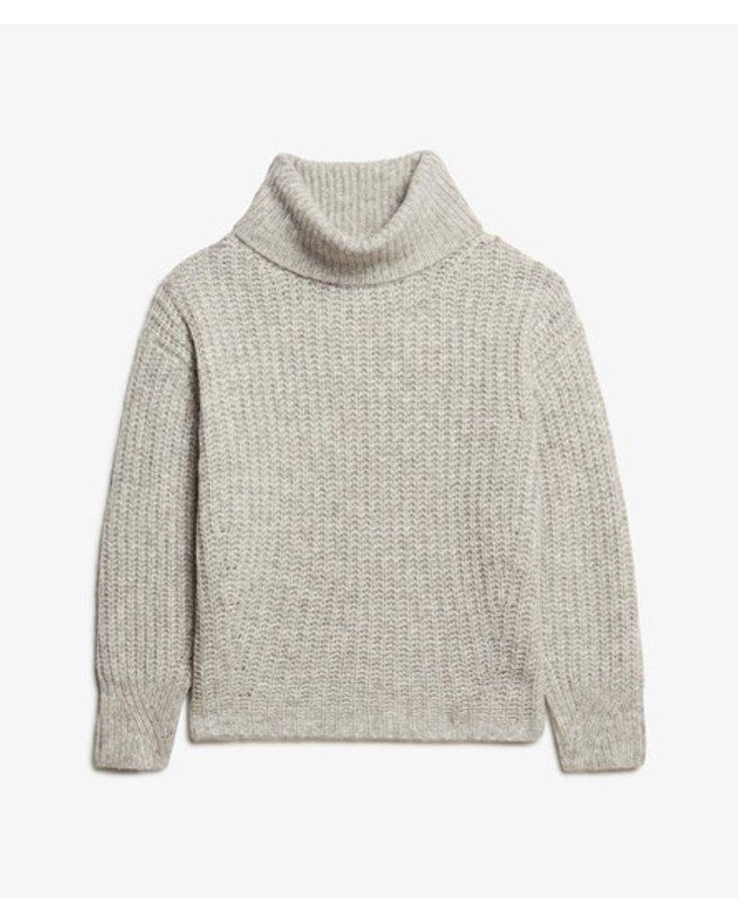 Superdry Gray Brushed Rib Slouch Neck Jumper