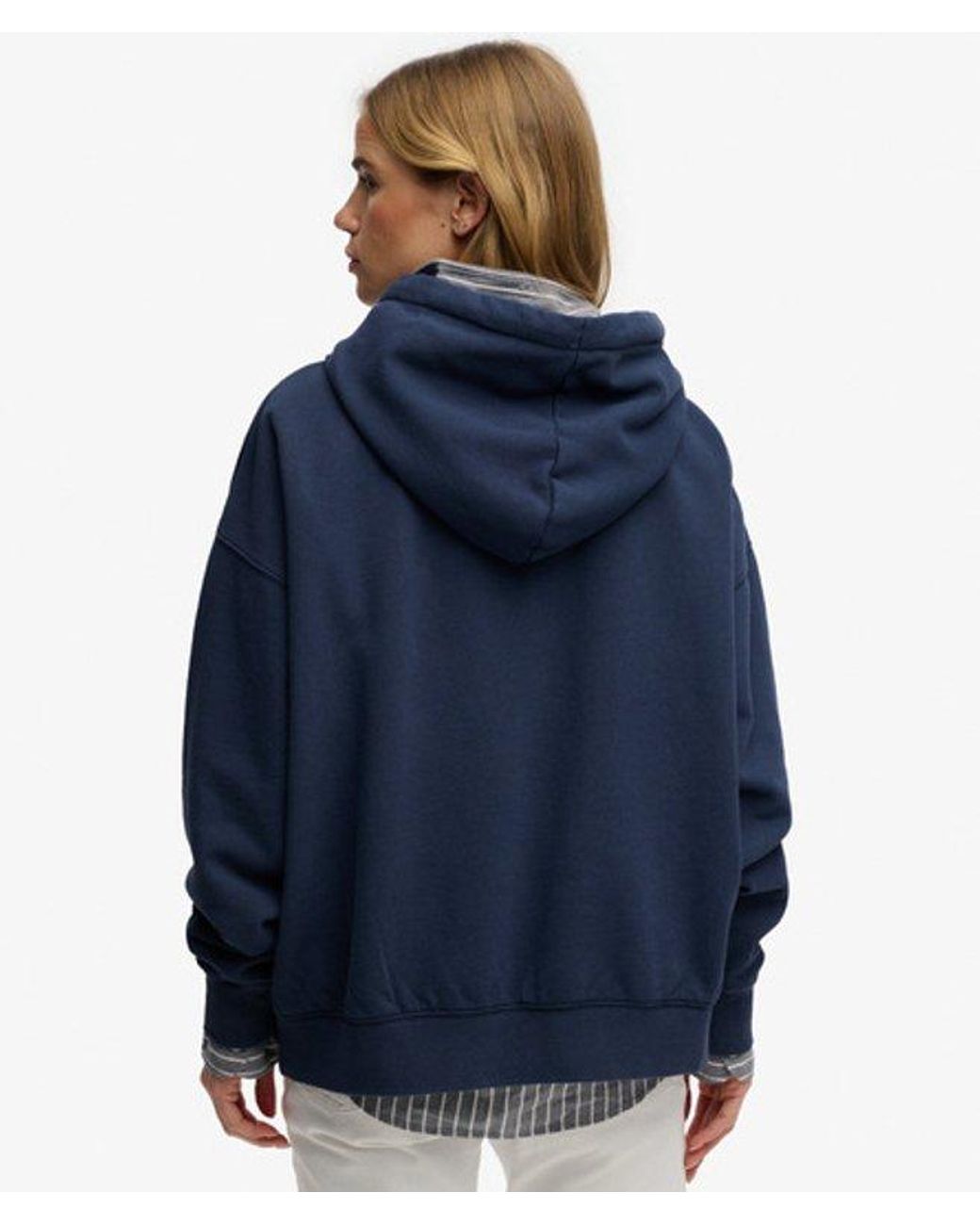 Superdry Blue & Co Luxe Casual Embroidered Relaxed Hoodie