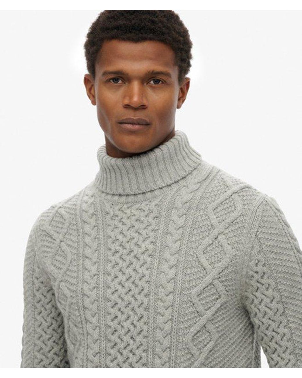 Superdry Gray & Co Jacob Cable Roll Neck Jumper for men