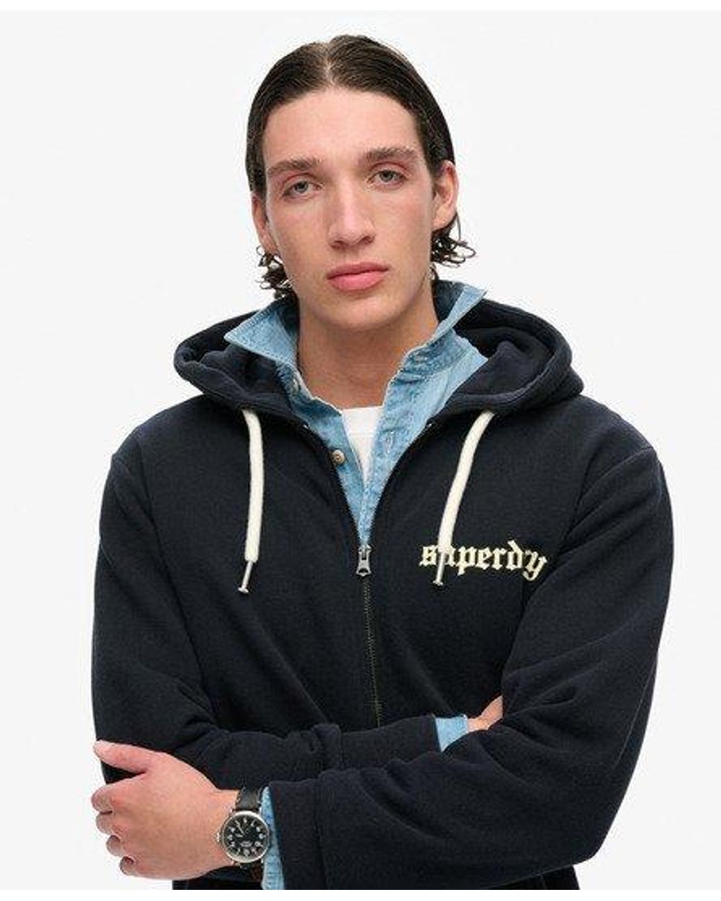 【Superdry】ブラック Superdry タトゥー グラフィック パーカー Superdry Tattoo Graphic Loose Zip Hoodie in Black for Men | Lyst