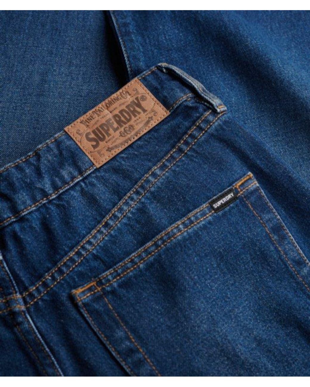 Superdry Blue & Co Organic Cotton Mid Rise Wide Leg Jeans