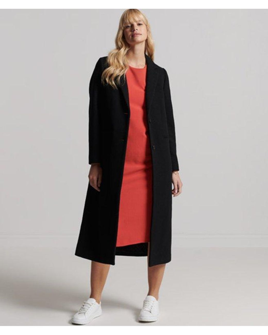 Superdry Red & Co Studios Long Sleeve Midi Shift Dress