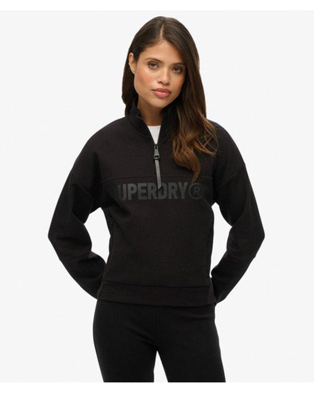 Superdry Black & Co Active Tech Logo Relaxed Half Zip Sweatshirt