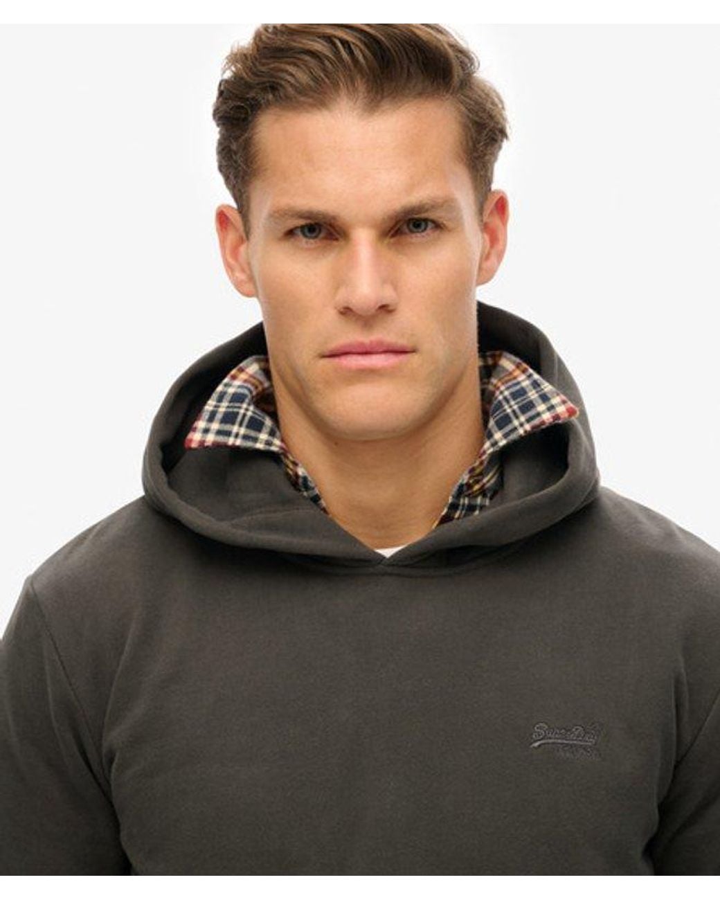 Superdry Essential Hoodie Met Logo En Halfgeborstelde Voering in het Gray voor heren
