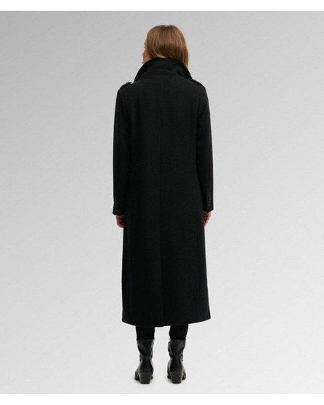 Superdry Black & Co Double Breasted Wool Blend Coat