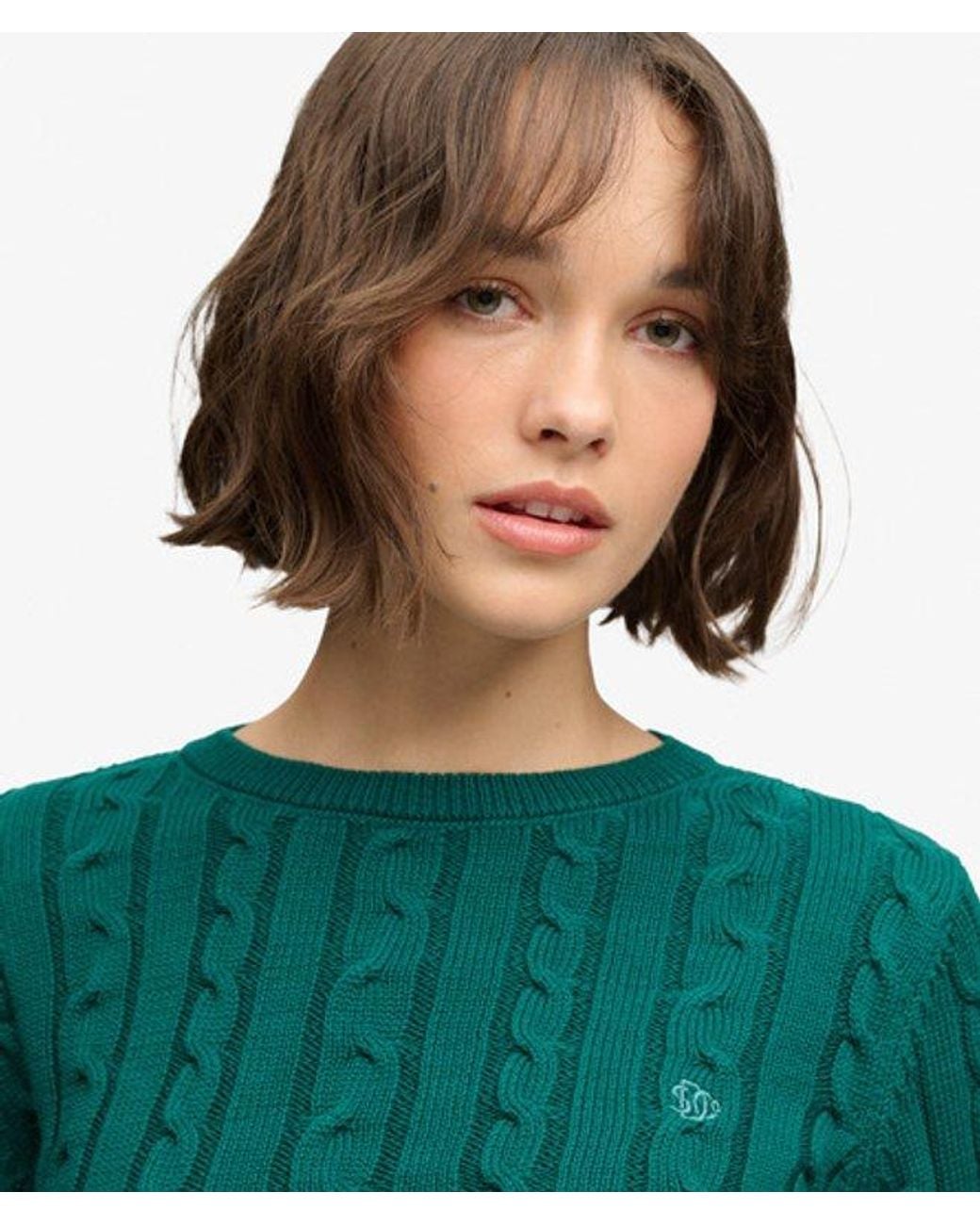 Superdry Green & Co Essentials Cable Knit Jumper