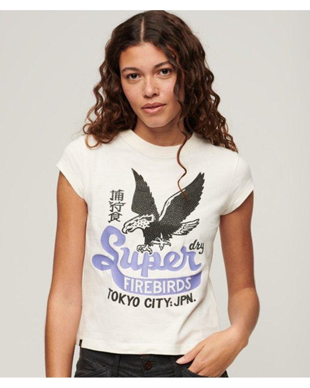 Superdry White & Co Embellished Poster Cap Sleeve T-shirt