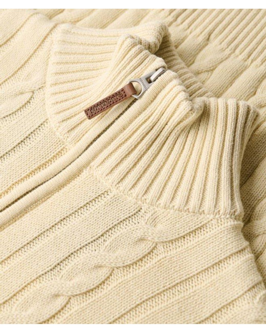Superdry Natural & Co Cotton Classic Cable Half-zip Jumper for men
