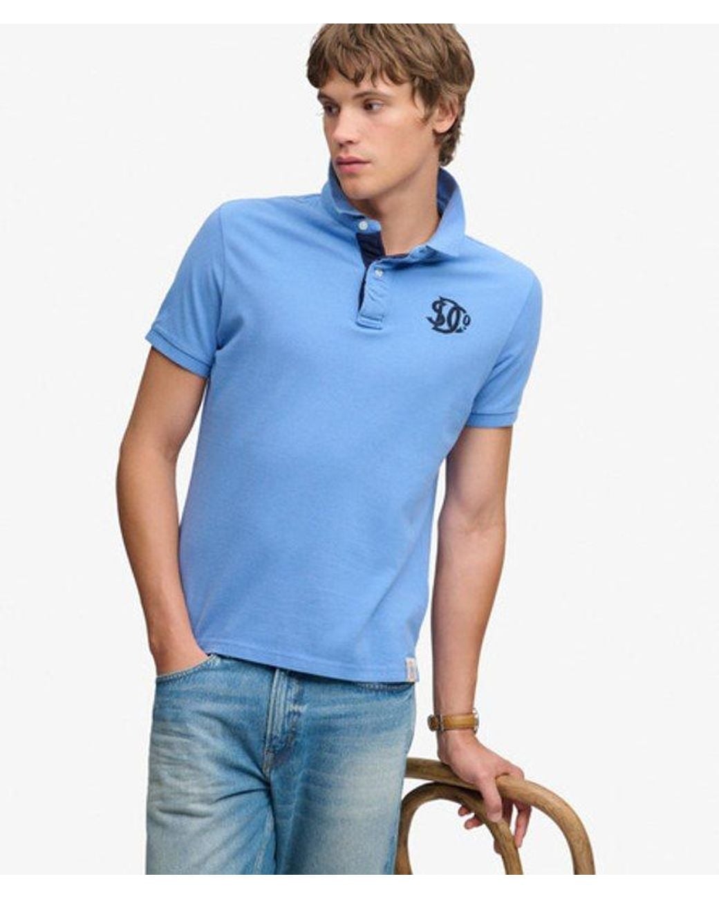 Superdry Blue & Co Pique Monogram Polo Shirt for men