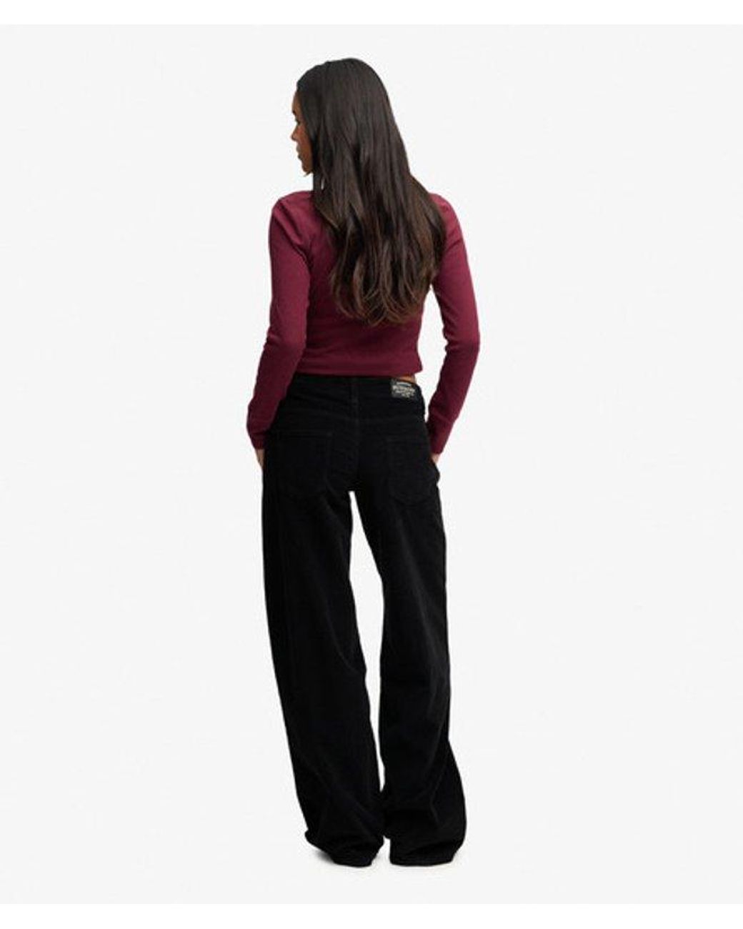 Superdry Red & Co Mid Rise baggy Corduroy Trousers